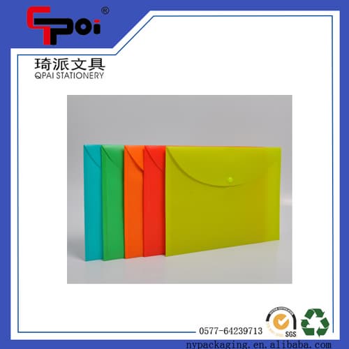 PP Translucent File with Button Office Stationery File Bag